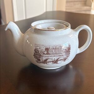 Vintage Royal Falcon Cream & Gold Chatsworth England sceneTeapot